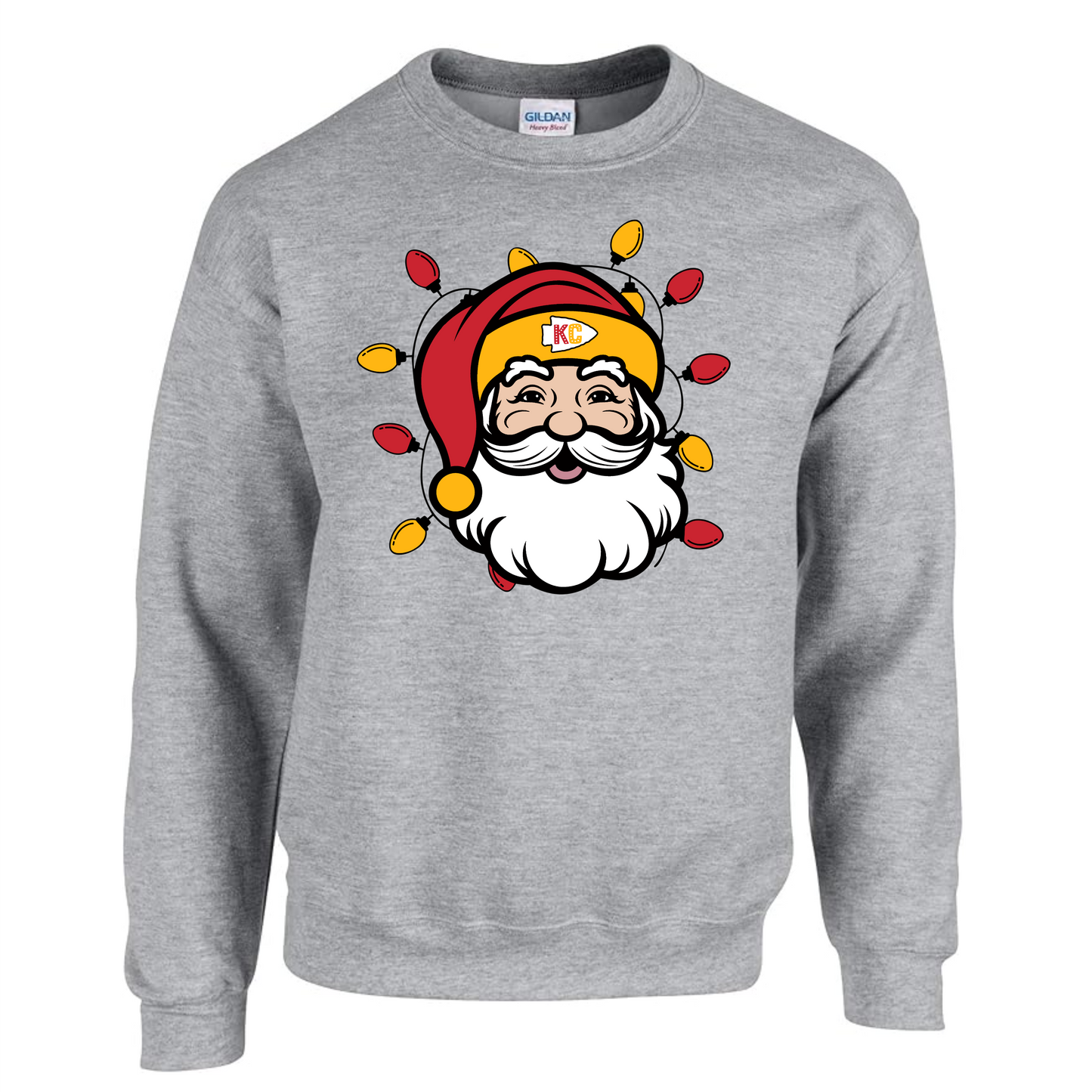KC Santa With Lights on Gray