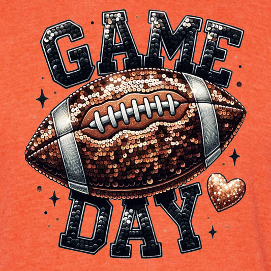 Faux Sequins Game Day on heather orange- T-shirt only