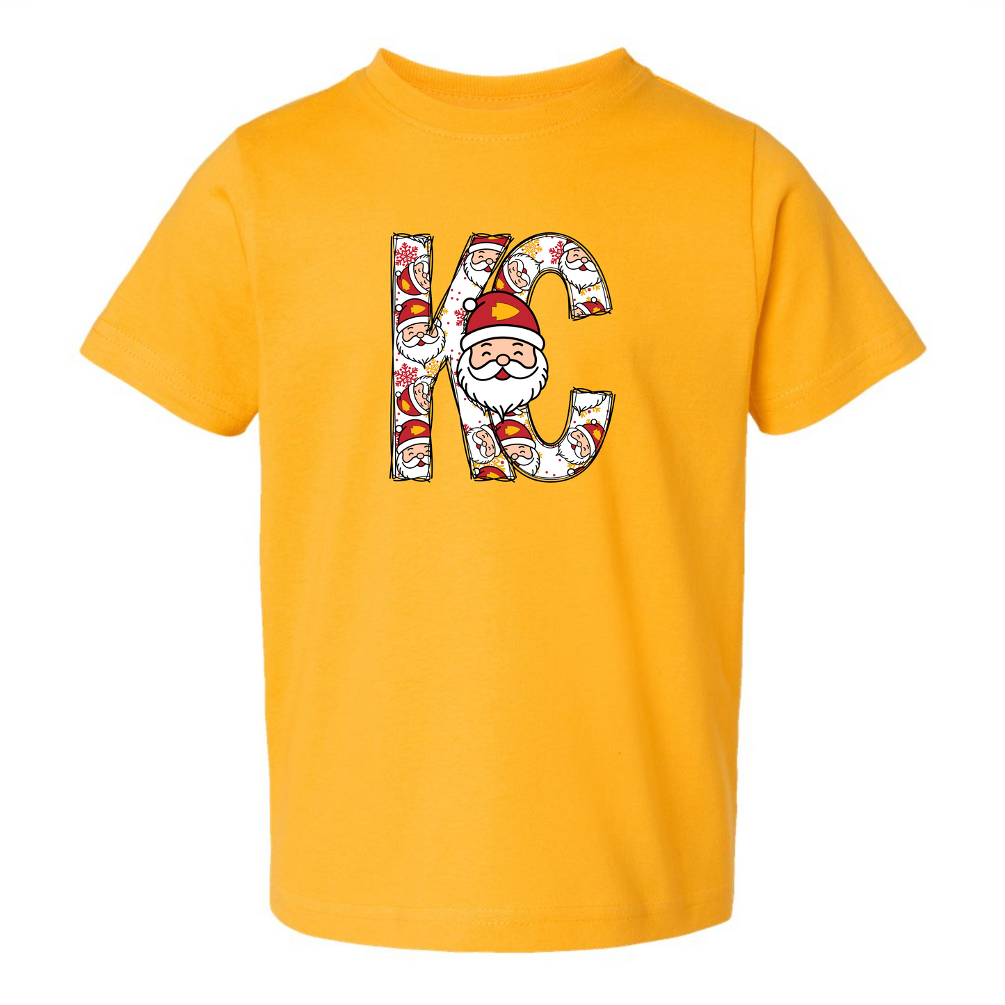 KC Santa print on Yellow- infant, toddler & youth sizes