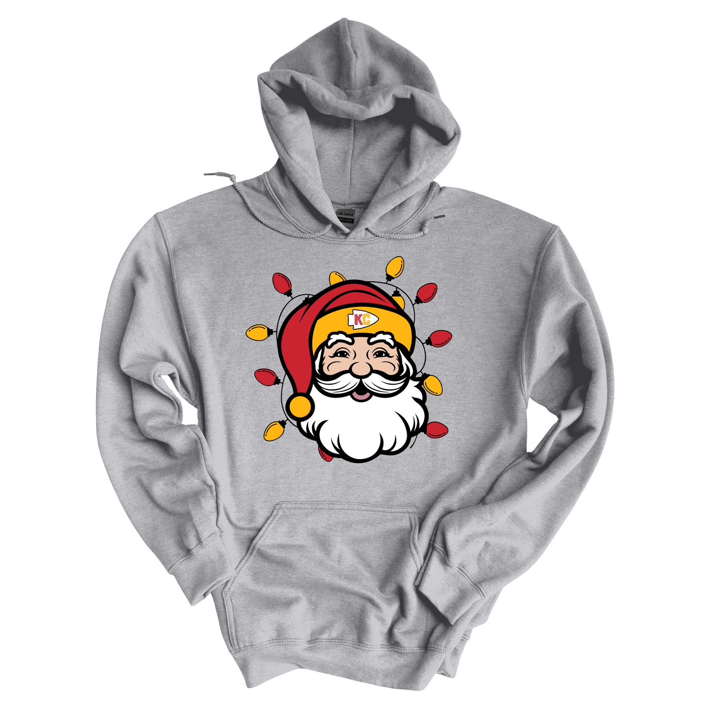 KC Santa With Lights on Gray