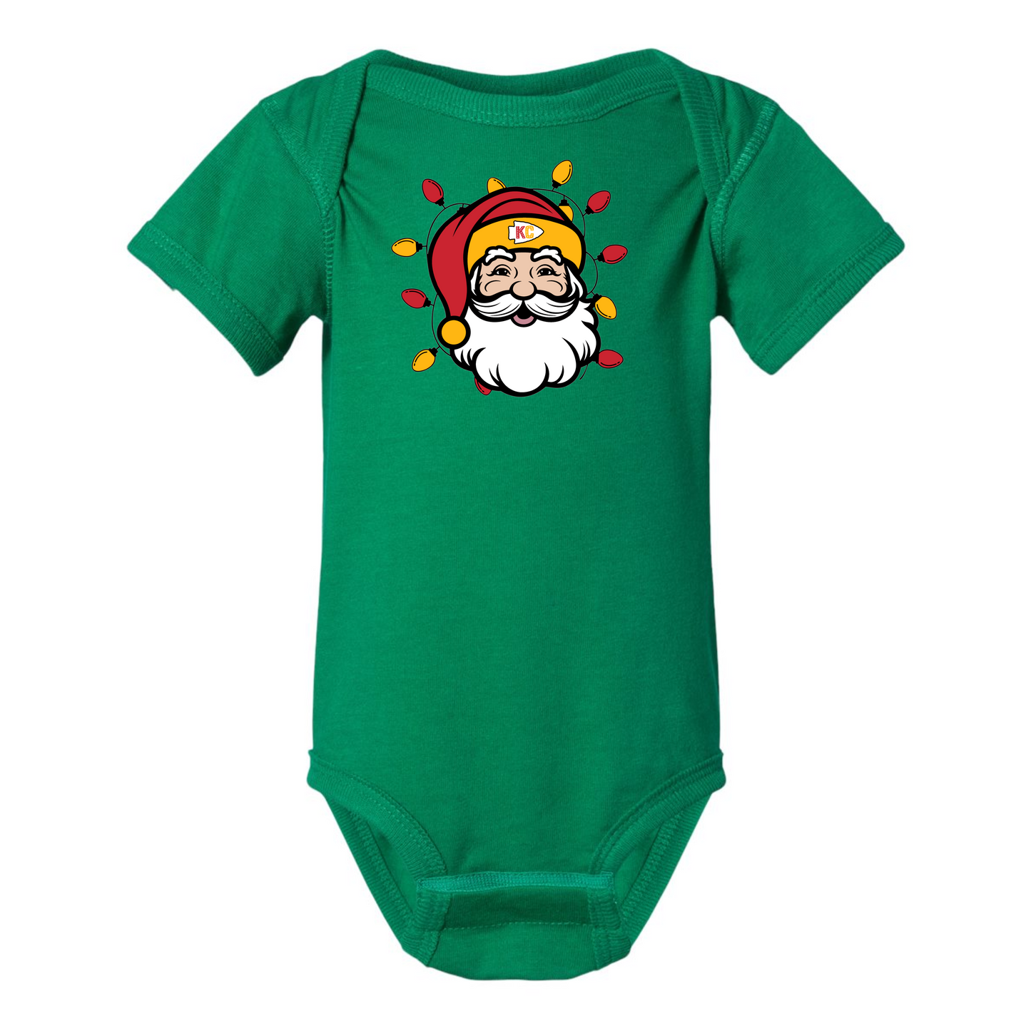 KC Santa with lights on kelly green- infant, toddler & youth