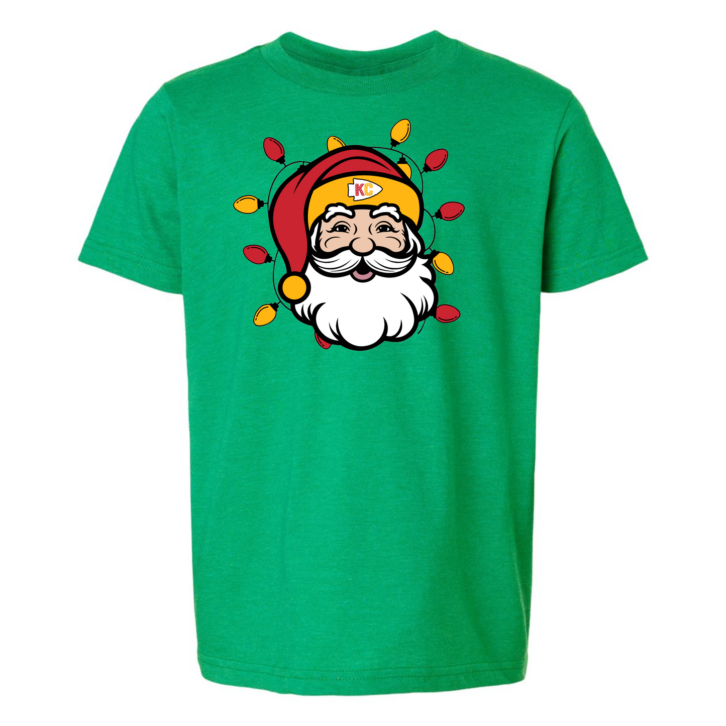 KC Santa with lights on kelly green- infant, toddler & youth