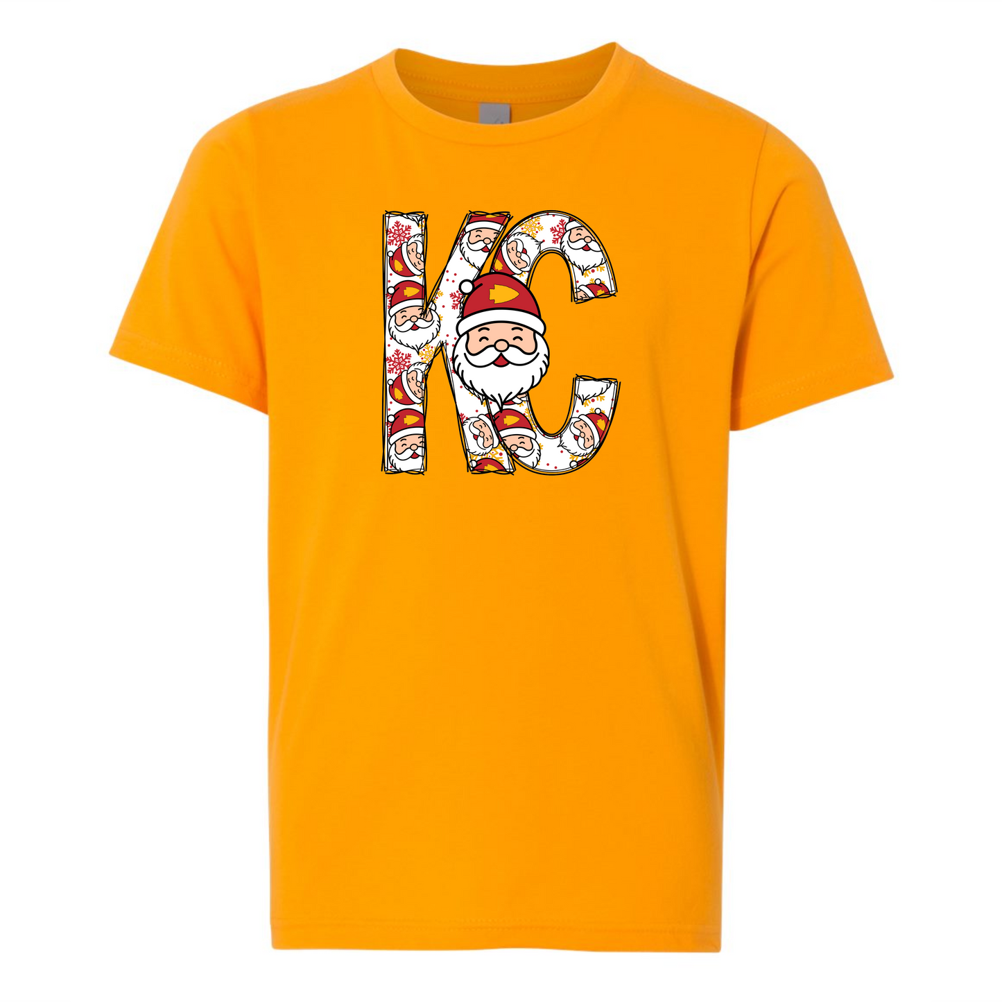 KC Santa print on Yellow- infant, toddler & youth sizes