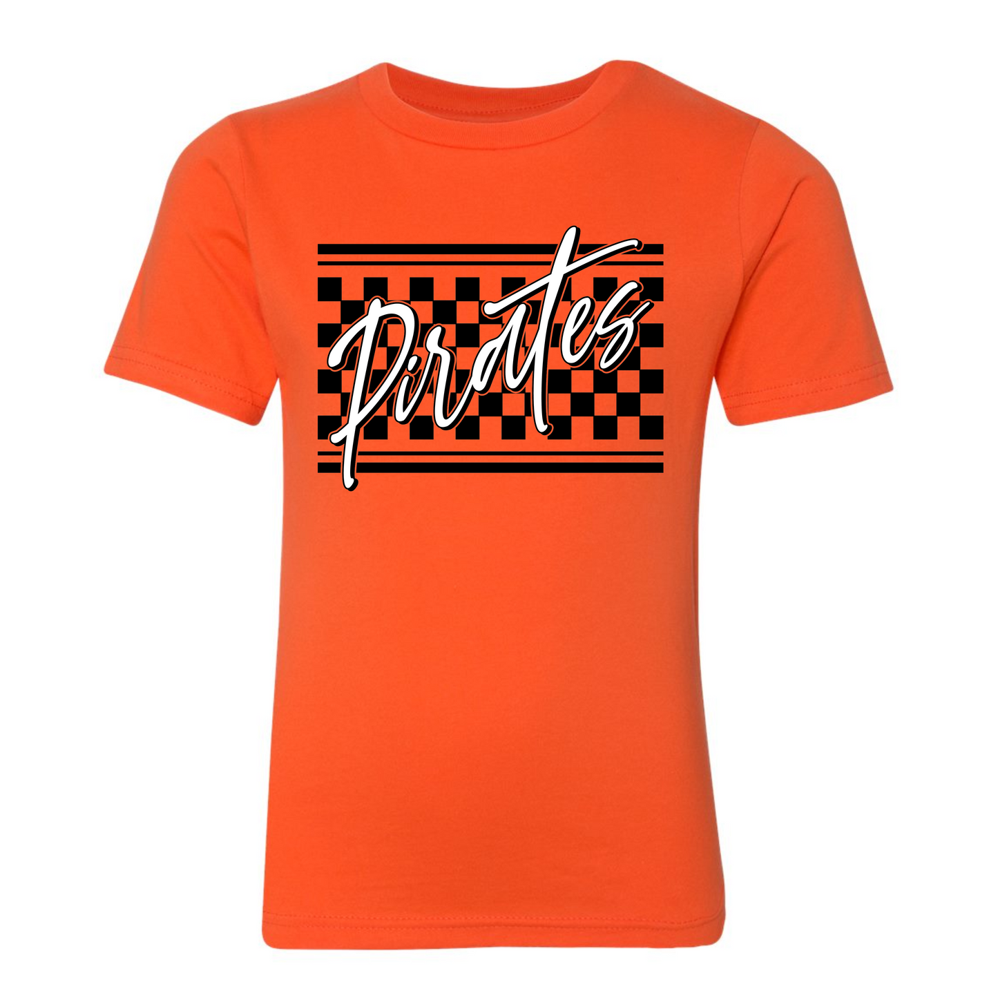 Pirates Checkered on Orange Next Level T-shirt