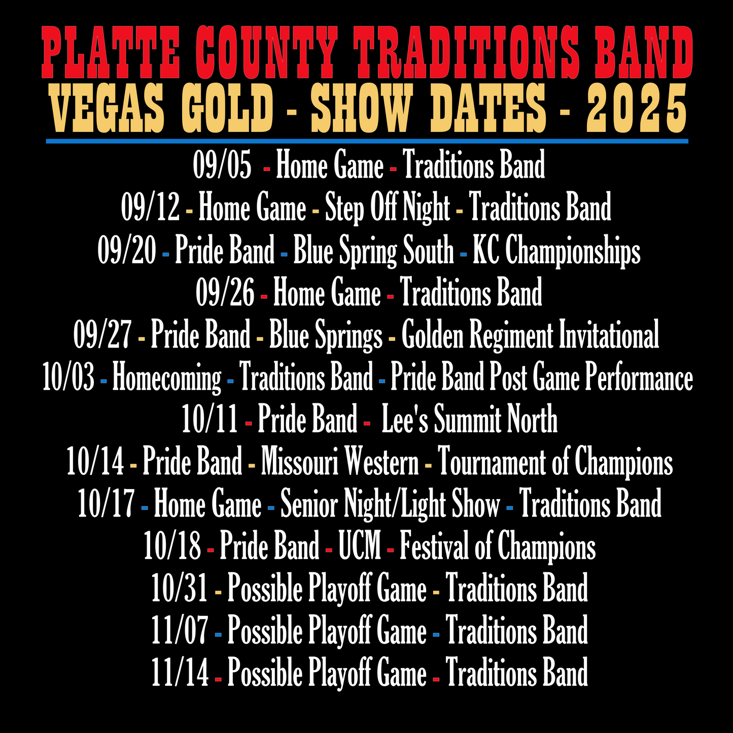 Traditions Band "Vegas Gold" T-Shirt