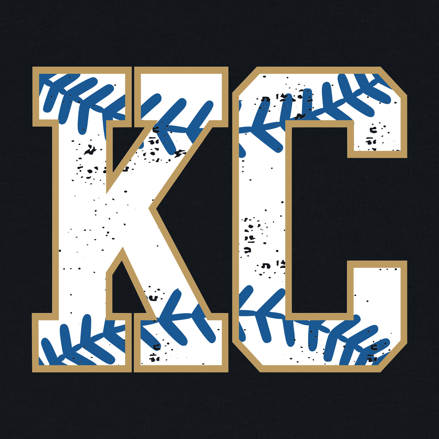 KC baseball font on black